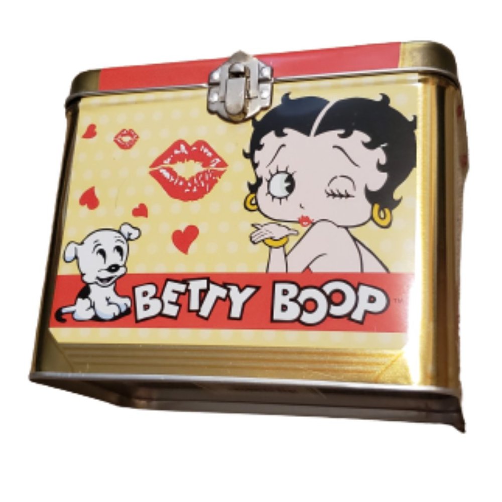 The Tin Box Company Betty Boop Trinket Box Lunch Box 2002 Red Gold OS Pre-owned